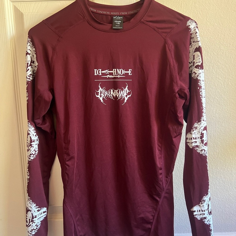 Civil Regime Death Note Maroon Long Sleeve Compression Shirt